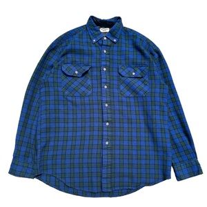 Vintage Northwest Blue Flannel Blue Green Plaid Button Down Long Sleeve Shirt